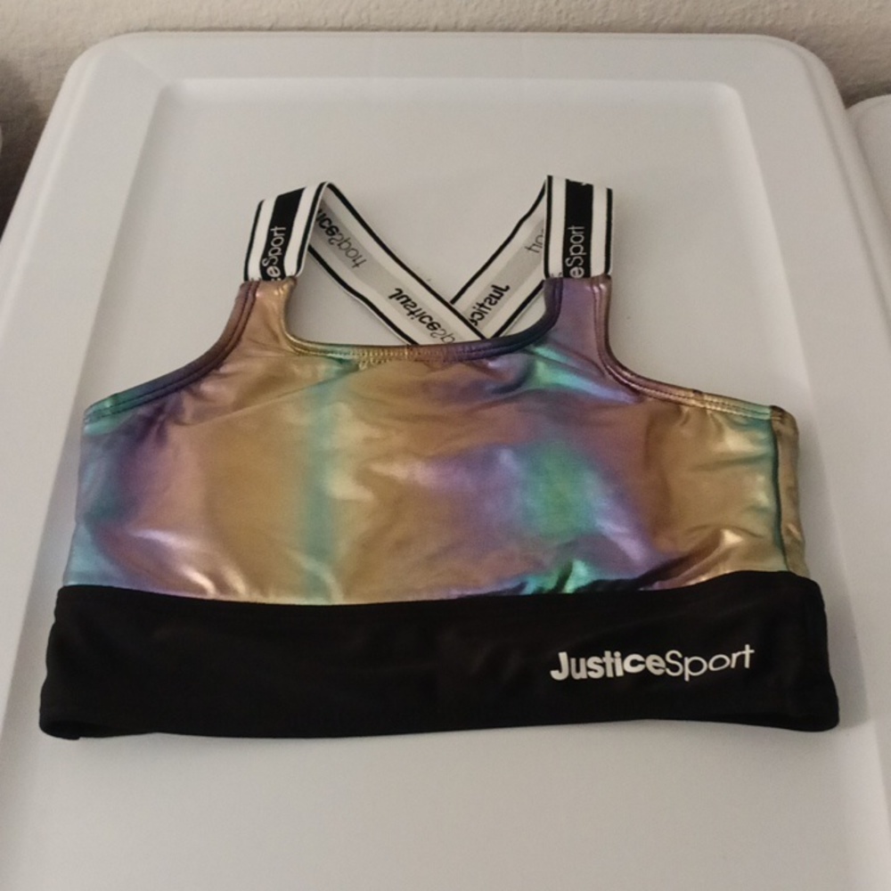 Girls Justice Sport Multicolor Metallic Padded Sports Bra Size Medium (10)